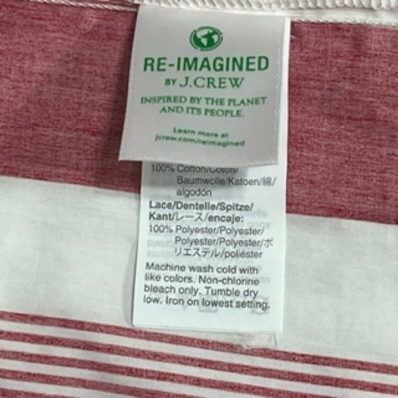 J. CREW Red And White Shirt Dress Tassel Hemline - Picture 15 of 16